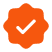 Black and orange checkmark emblem